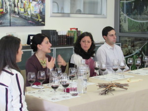 marina alaimo leads the wine tasting